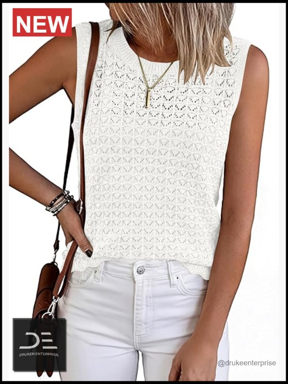 Sleeveless Crochet Sweater Vest Tank Top Knit Pullover Beach Vacation Outfits